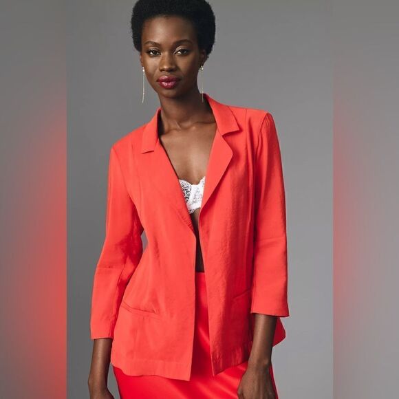 Anthropologie Drapey Tulip-Back Blazer Size 12 Petite - Picture 1 of 3